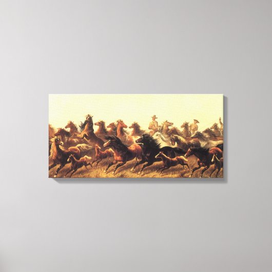 ジェイムズ・ウォーカーによる荒馬のロープ操作 キャンバスプリント (正面)