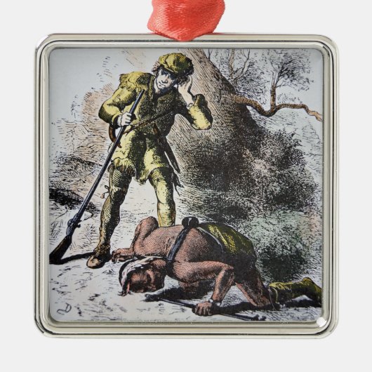 ジェイムズ・フェニモア・クーパー(1著「モヒカン」の最後 メタルオーナメント (正面)