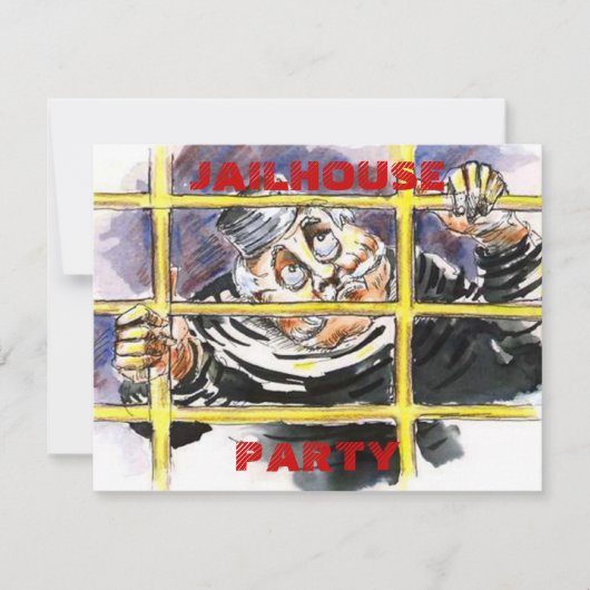 ジェイラーハウスをテーマにした招待状ホストAポキーパーティー 招待状 (正面)