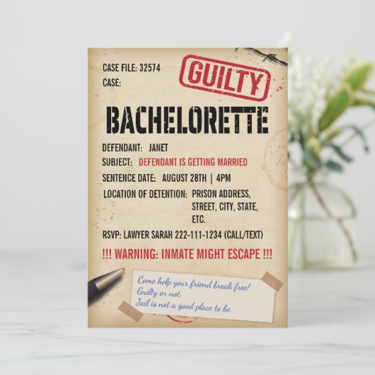 ジェイルエスケープルームバチェロレッテ招待状 招待状 (スタンド正面)