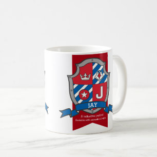 ジェイ文字Jヘラルドリー赤い名前意味 コーヒーマグカップ