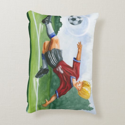 ジェイ・スロックモートンがボールを蹴るサッカー選手 アクセントクッション (裏面(縦))