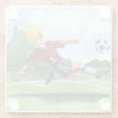 ジェイ・スロックモートンがボールを蹴るサッカー選手 ガラスコースター (裏面)