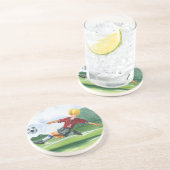 ジェイ・スロックモートンがボールを蹴るサッカー選手 コースター (側面)