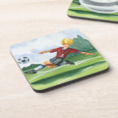 ジェイ・スロックモートンがボールを蹴るサッカー選手 コースター (左側)