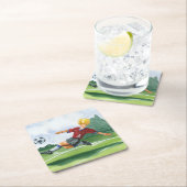 ジェイ・スロックモートンがボールを蹴るサッカー選手 スクエアペーパーコースター (インサイチュ)