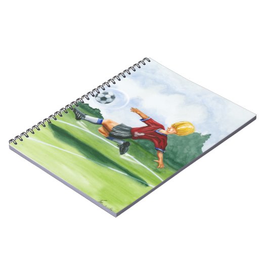 ジェイ・スロックモートンがボールを蹴るサッカー選手 ノートブック (左側)