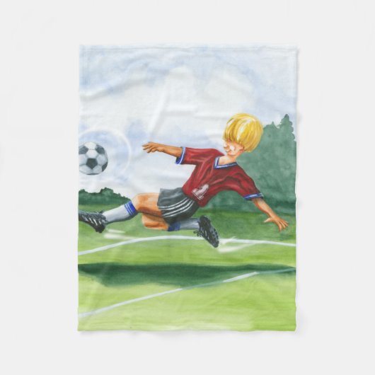 ジェイ・スロックモートンがボールを蹴るサッカー選手 フリースブランケット (正面)