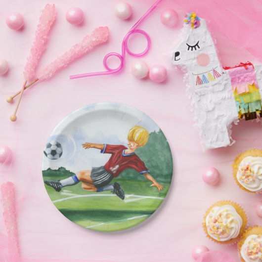 ジェイ・スロックモートンがボールを蹴るサッカー選手 ペーパープレート (パーティー)