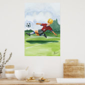 ジェイ・スロックモートンがボールを蹴るサッカー選手 ポスター (キッチン)