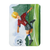 ジェイ・スロックモートンがボールを蹴るサッカー選手 マグネット (縦)