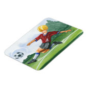 ジェイ・スロックモートンがボールを蹴るサッカー選手 マグネット (左側)