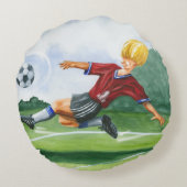 ジェイ・スロックモートンがボールを蹴るサッカー選手 ラウンドクッション (裏面)