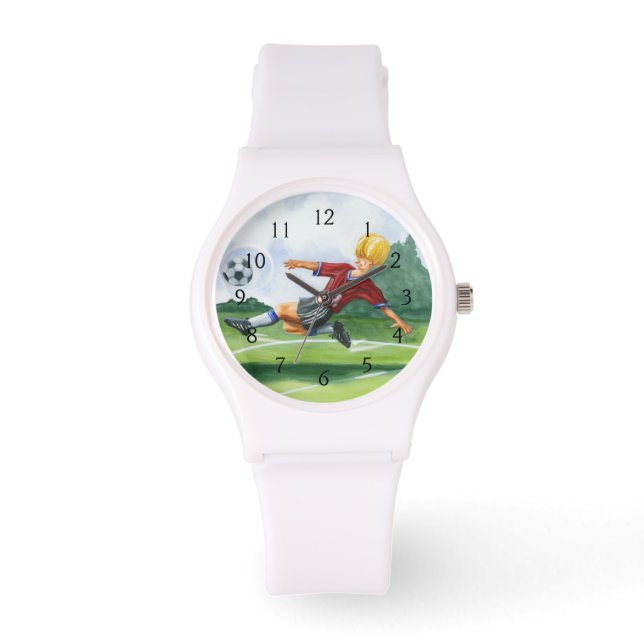 ジェイ・スロックモートンがボールを蹴るサッカー選手 腕時計 (正面)