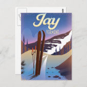 ジェイ・バーモントUSAスキー旅行ポスター。 ポストカード (正面/裏面)
