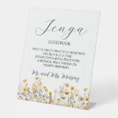 ジェガ結婚のゲストブックエレガントワイルドフラワー 台座サイン (正面)