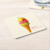 ジェシカのスクープ。スマイル。繰り返す。 スクエアペーパーコースター (アングル)