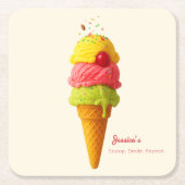 ジェシカのスクープ。スマイル。繰り返す。 スクエアペーパーコースター (正面)