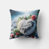 ジェシカのハート石は湖のそばにある クッション (裏面)