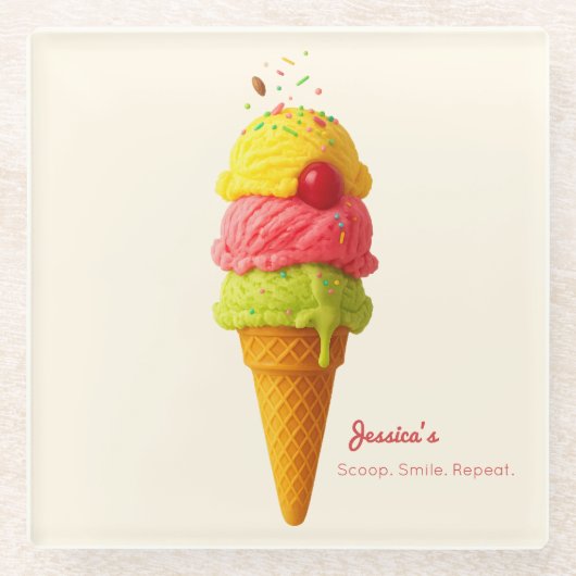 ジェシカの誕生日Bash - Ice Cream Coaster ガラスコースター (正面)