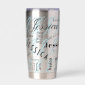 ジェシカ名前をカスタムするブルーブラック 保温保冷タンブラー (正面)