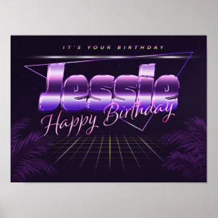 ジェシー名Vorname lila retroポスターGeburtstag ポスター