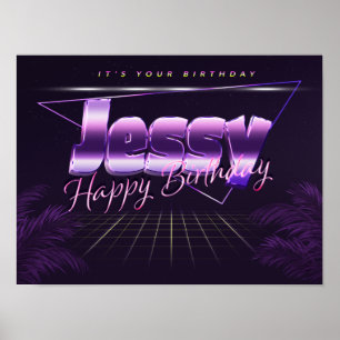 ジェシー名Vorname lila retroポスターGeburtstag ポスター