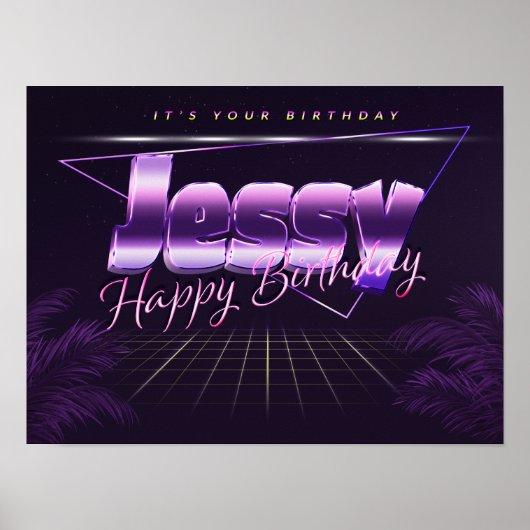 ジェシー名Vorname lila retroポスターGeburtstag ポスター (正面)