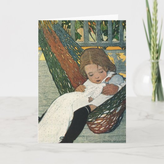ジェシー・ウィルコックス・スミスによる人形を持つヴィンテージ カード (正面)