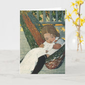 ジェシー・ウィルコックス・スミスによる人形を持つヴィンテージ カード (黄色い花)