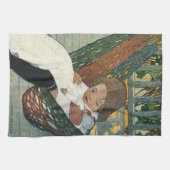 ジェシー・ウィルコックス・スミスによる人形を持つヴィンテージ キッチンタオル (横)