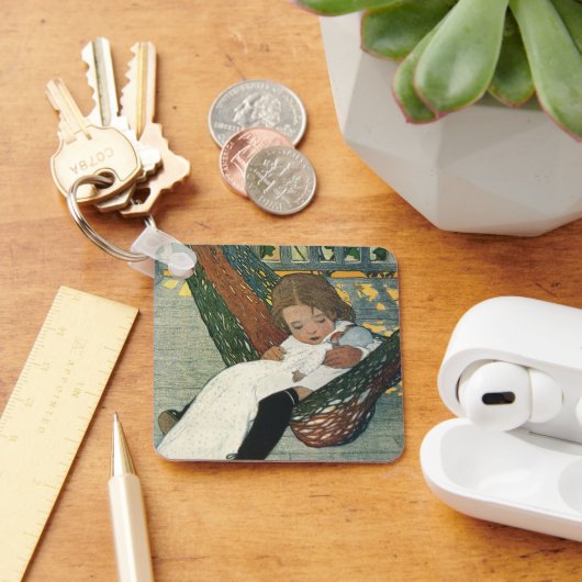 ジェシー・ウィルコックス・スミスによる人形を持つヴィンテージ キーホルダー (デスク)