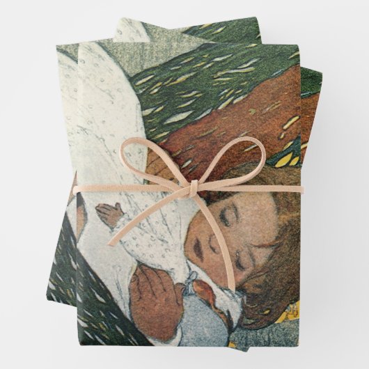 ジェシー・ウィルコックス・スミスによる人形を持つヴィンテージ ラッピングペーパーシート (インサイチュ)