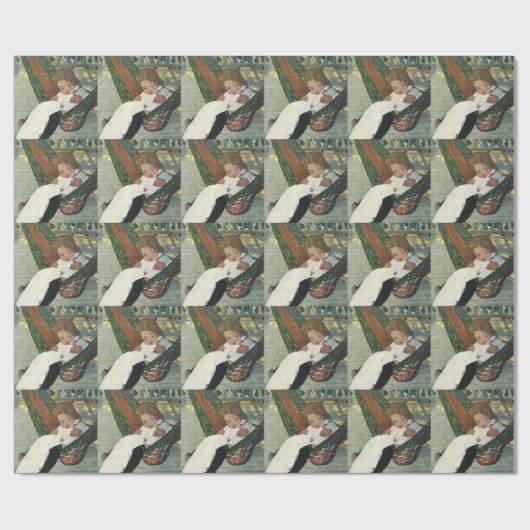 ジェシー・ウィルコックス・スミスによる人形を持つヴィンテージ ラッピングペーパー (フラット)