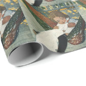 ジェシー・ウィルコックス・スミスによる人形を持つヴィンテージ ラッピングペーパー (ロールコーナー)