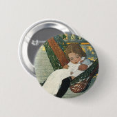 ジェシー・ウィルコックス・スミスによる人形を持つヴィンテージ 缶バッジ (正面&裏面)