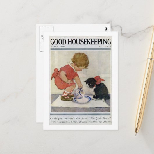 ジェシー・ウィルコックス・スミス・ガール&キッテン ポストカード (正面/裏面インサイチュ)