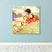 ジェシー・ウィルコック・スミス著「ハイディと彼女のヤギたち」 キャンバスプリント (インサイチュ (ウッドフロア))