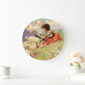 ジェシー・ウィルコック・スミス著「ハイディと彼女のヤギたち」 ラージ壁時計 (ホーム)