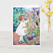 ジェシー・ウィルコック・スミス・グラワー・ガーデンの少女 カード (黄色い花)