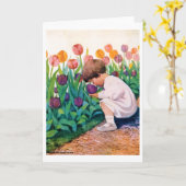 ジェシー・ウィルコック・スミス・チューリップ・フラワー・ガーデンの子 カード (黄色い花)