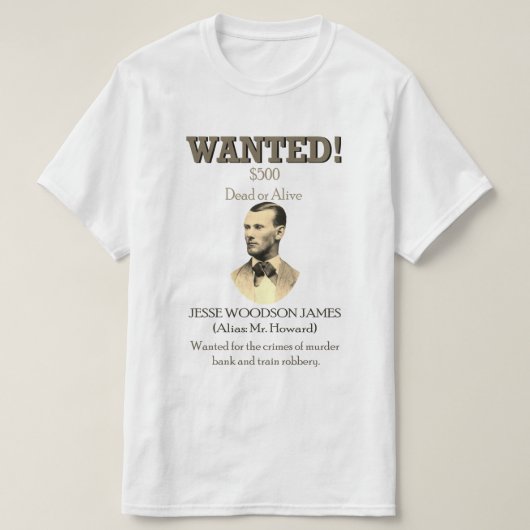 ジェシー・ジェームスがアウトロー🚨ワイルドウェストUSA Tシャツ (デザイン正面)