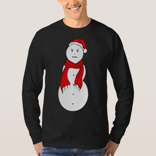 ジェジー雪だるま不機嫌雪だるまクリスマス Tシャツ (正面)