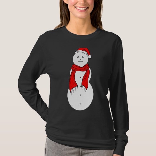 ジェジー雪だるま不機嫌雪だるまクリスマス Tシャツ (正面)
