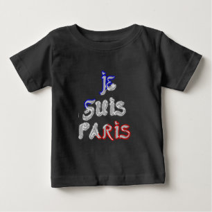 ジェススパリIラブパリ文字アートプリント ベビーTシャツ