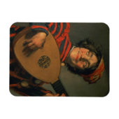 ジェスターとリュートのポートレート(キャンバス上の油) マグネット (横)