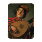 ジェスターとリュートのポートレート(キャンバス上の油) マグネット (縦)