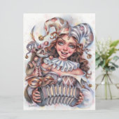 ジェスターガールミュージックフェレットピエロハットおもしろいアートカード (スタンド正面)