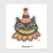 ジェスターハロウィーンヴィンテージ手描き猫 シール (シート)