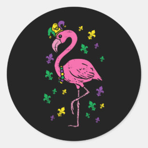 ジェスターピンクフラミンゴ鳥獣かわいいマルディグラC ラウンドシール